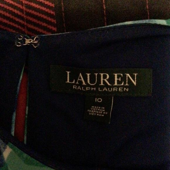 Womens Lauren Ralph Lauren Blue and Green Trapeze Sleeveless Dress - Picture 5 of 9
